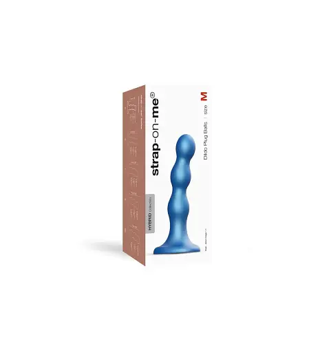 Насадка для страпону Strap-On-Me Dildo Plug Balls Blue Metallic M - фото 4