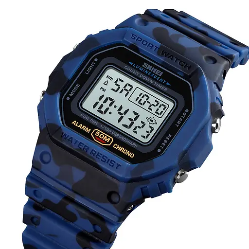 Наручний годинник чоловічий Skmei 1628 Blue Camo, 1628CMBU (12265) - фото 3