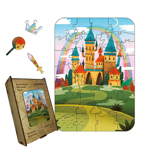 Пазл деревянный Сказочная крепость, А5, картонная коробка 35 элементов