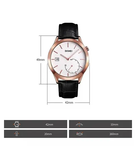 Чоловічий кварцовий годинник Skmei 1581 Prestige чорні з рожевим - фото 10