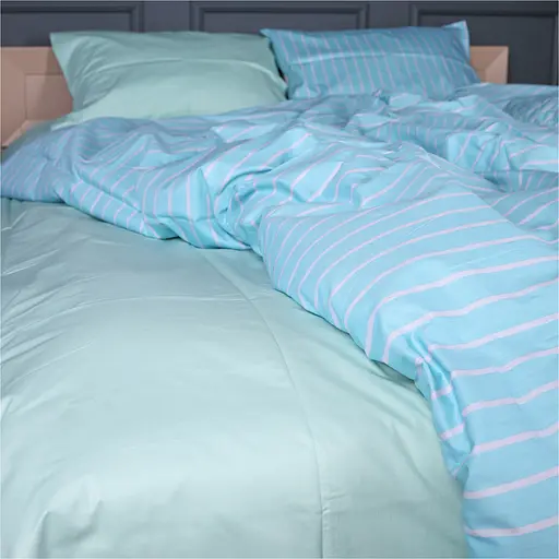 Простирадло MirSon Seafoam Stripe сатин блакитний 110 х 160 см (2200013051510) - фото 1