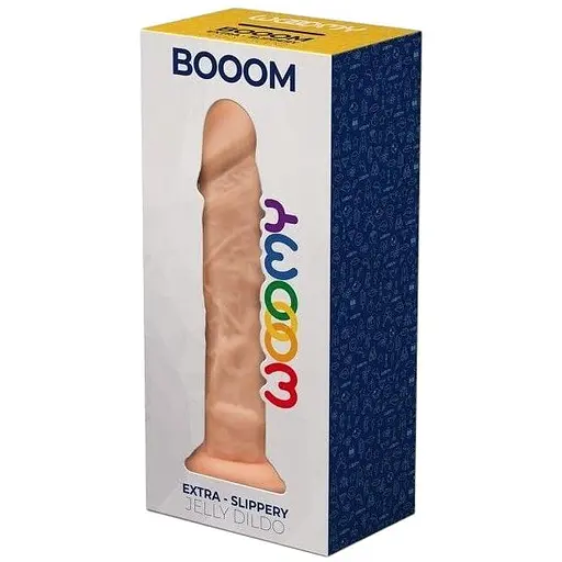 Фалоімітатор Wooomy Booom, з присоскою, сумісний з трусиками для страпону, 19,3 х4, 3 см