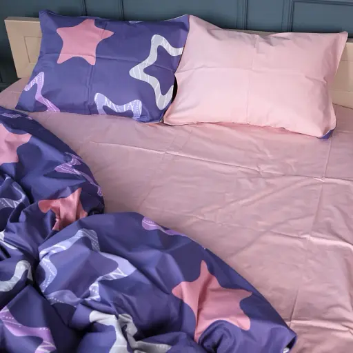 Простирадло MirSon Сатин 22-1375 Violet Stars 200x220 см (2200010475463)