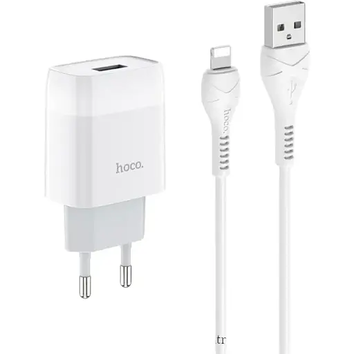 Блок живлення - зарядний пристрій Hoco C72A Glorious + кабель Lightning белое - фото 1