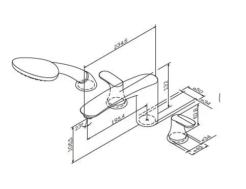 Смеситель на борт ванны AM.PM Like 4-х секционный (F8001300) - фото 8