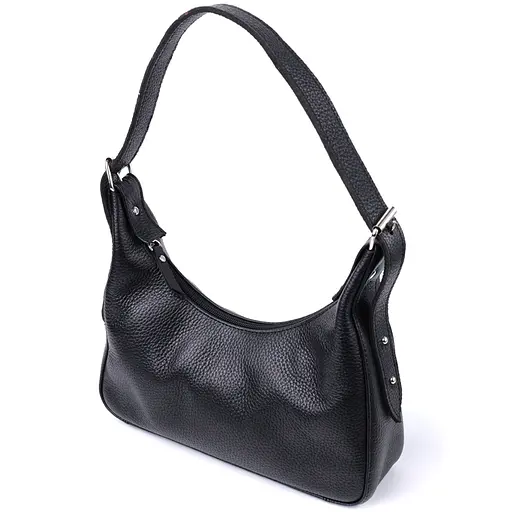 Сумка багет Shvigel с регулируемым ремнем из зернистой натуральной кожи 26х13х6.5 см sum0027030 - фото 2