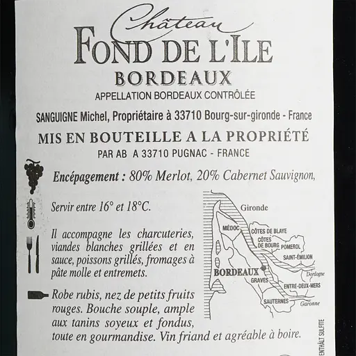 Вино Chateau Fond De L'ile Bordeaux, красное, сухое, 0,75 л - фото 6