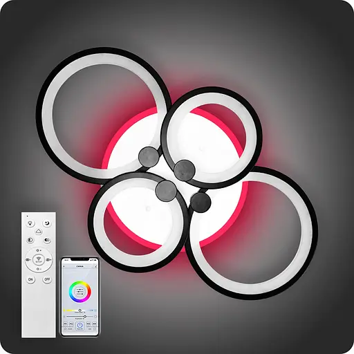 Люстра світлодіодна 517 Light 3color з пультом 112Вт Чорний (01447) - фото 2