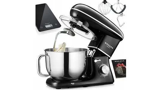 Кухонный комбайн Mozano профессиональный тестомес Kitchen Machine 2300 Вт чаша 6,2 л Black Кулинарная книга в подарок - фото 8