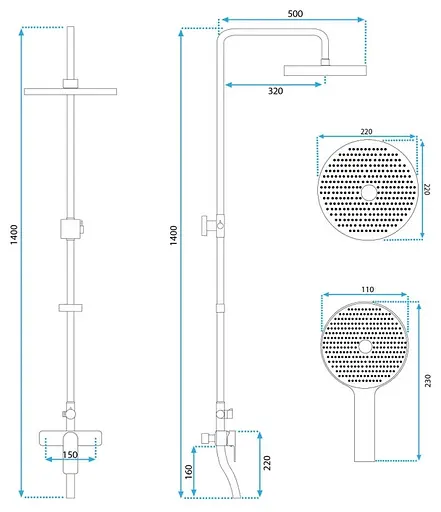 Душова система Rea Salton black з виливом REA-P2409, Чорний матовий - фото 5