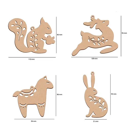 Набір ялинкових прикрас "Казкові звірятка етно" FDZ-532, 10 шт - фото 4
