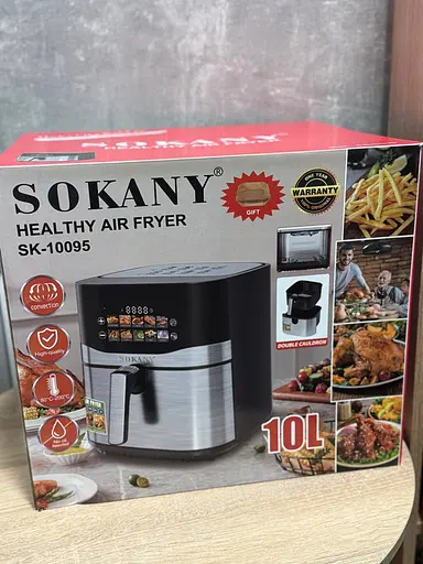 Мультипіч аерофритюрниця Sokany SK-10095 без олії 10 л захист від перегрівання 2200 Вт Чорний із сірим - фото 4