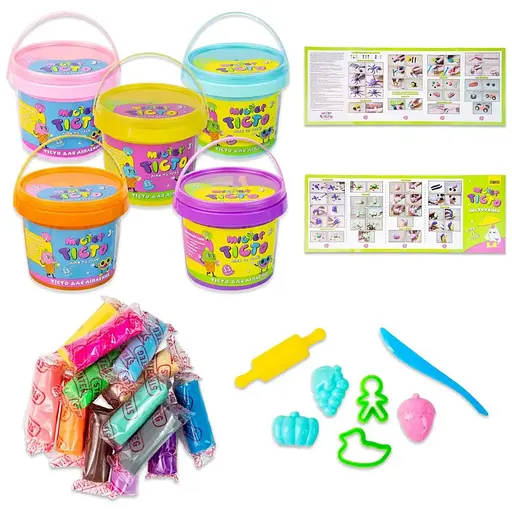 Набор для творчества Мистер тесто 13 штук в ведре Strateg на украинском языке (41005)