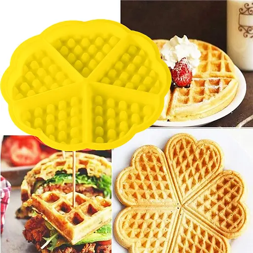 Силіконова форма для випічки вафель Серце, Kitchen Master Жовтий 86190 - фото 1