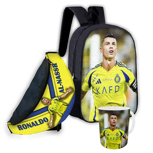 Набір дитячий Футбол Кріштіану Роналду рюкзак 36х27см сумка-бананка, кружка з принтом для хлопчика (01611)