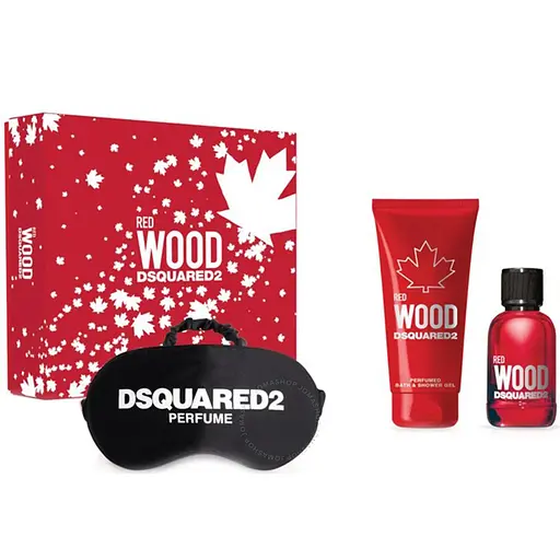 Набор Dsquared2 Red Wood 50 мл туалетная вода, 100 мл гель для душа, ночная маска для сна - фото 1