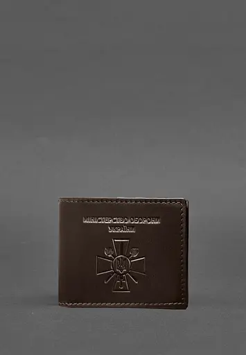 Кожаная обложка для удостоверения министерства обороны темно-коричневая - фото 2