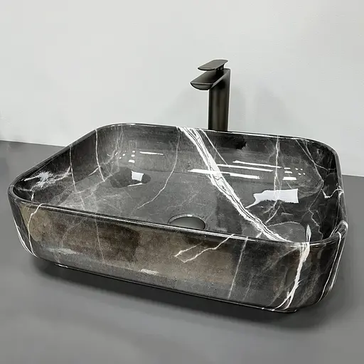 Умивальник VBI Palermo dark gray agate накладний VBI-012304, Мармур - фото 3