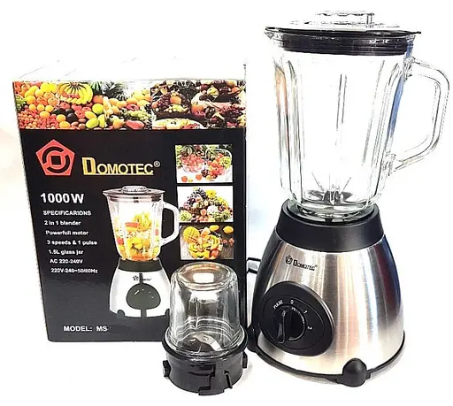 Стаціонарний блендер з кавомолкою Domotec MS-6610 для коктейлів 1.5л 1000Вт Срібний/Чорний - фото 4
