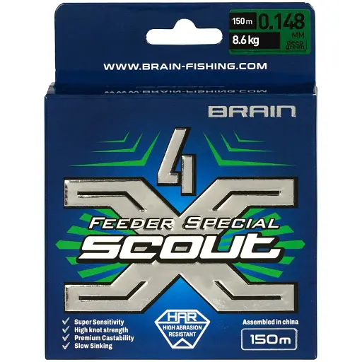 Шнур Brain Scout 4X 150 м (deep green) 0.148 мм 8.6 кг - фото 2