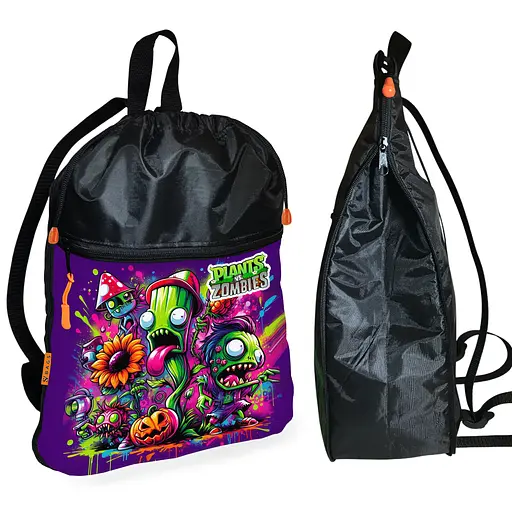 Рюкзак-мішок для взуття, спортивної форми Рослини Проти Зомбі дитяча сумка для змінки з розширювачем (01378)