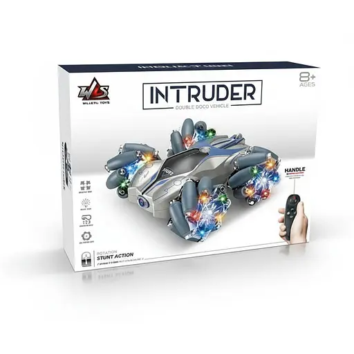 Радиоуправляемая трюковая машина RQ 2095, аккумулятор 3.7V, пульт, подсветка колес, вращение на 360°, музыка, Серая - фото 2