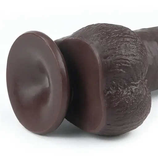 Фалоімітатор LoveToy Sliding Skin з подвійного матеріалу 23 см коричневий - фото 7