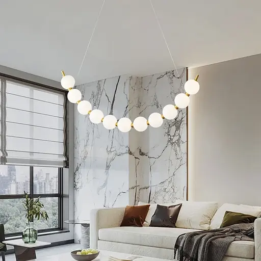 Світлодіодна дугова люстра PEARLIES на 11 білих кульок довжиною 95 см | Line F | Арт. SG45-950 AB - фото 1