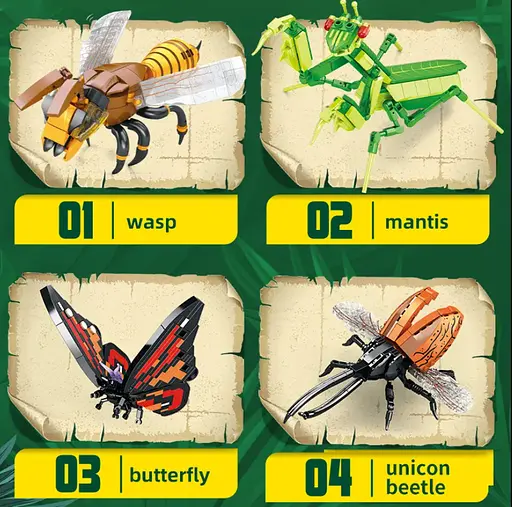 Конструктор насекомые  WOMA развивающий научный  4 в 1 живой мир 727 детали - фото 5