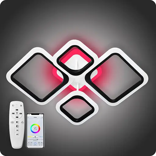 Люстра світлодіодна 517 Dlight 3color з пультом 62Вт Чорний (01520) - фото 1