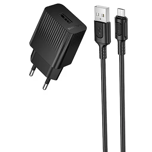 МЗП Borofone BAS71A Source 10.5W (1USB-A) + кабель USB to MicroUSB Black