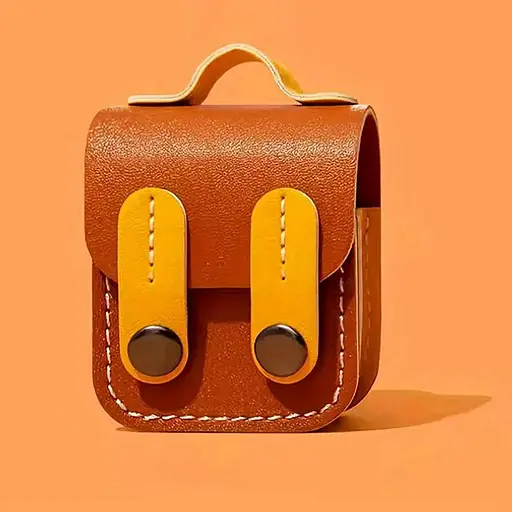 Шкіряний футляр Briefcase для навушників AirPods 1/2 Brown / Yellow - фото 2
