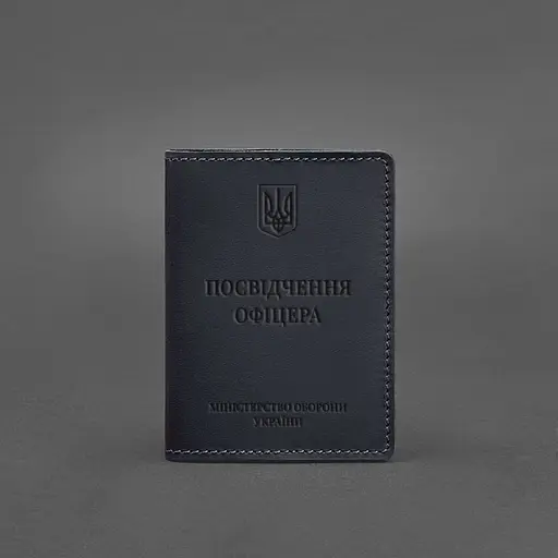 Кожаная обложка для удостоверения офицера 9.0 темно-синяя Crazy Horse - фото 5