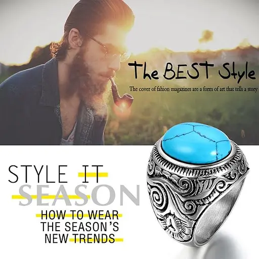 OIDEA Чоловіче обручку срібне кільце з нержавіючої сталі, 24 розмір - фото 6