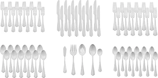 Набір столових приладів із нержавіючої сталі, 65 предметів, із зубчастим краєм - фото 5