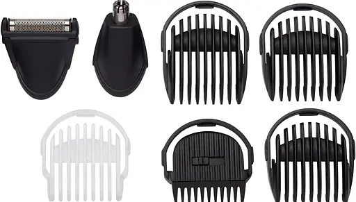 BaByliss Набір для стрижки, для бороди, вусів, голови, носа і тіла, акум., вібраційний мотор, насадок-8, чохол, сталь, сірий - фото 7