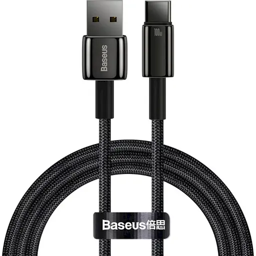 Кабель Baseus Tungsten Gold Fast Charging Data Cable USB to Type-C 100W 1 м Черный - фото 2