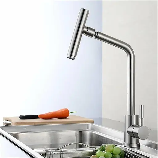 Смеситель для кухни Platinum излив на шарнире 6766 KT нержавеющая сталь - фото 2