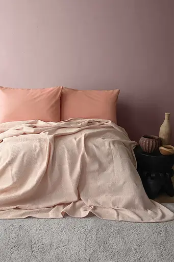 Постільна білизна з покривалом-піке Summerpunch Blush/простирадло на резинці Issimo Home pbe0051412 - фото 1