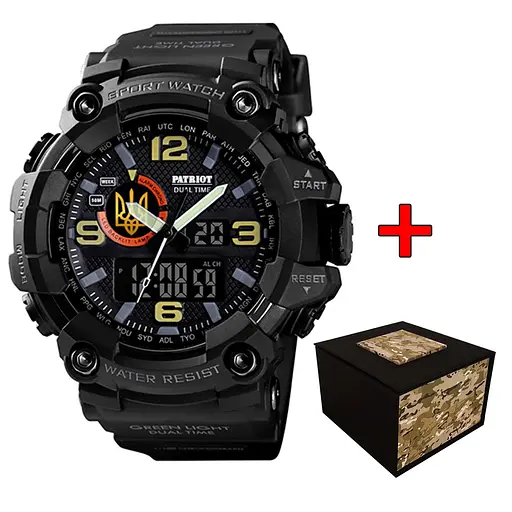 Наручные часы мужские 002BKUAGD Тризуб золото Чорные + Коробка. Patriot acs0031071 - фото 1