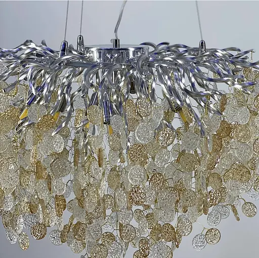 Волшебный светильник в серебряном цвете с пластинами из комбинированного стекла Ø 60 см Line F | Ст. Y09/L600 CH - фото 1