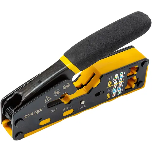 Інструмент для обтиску Zoerax RJ45 з інструментом для зняття ізоляції та різаком - фото 1