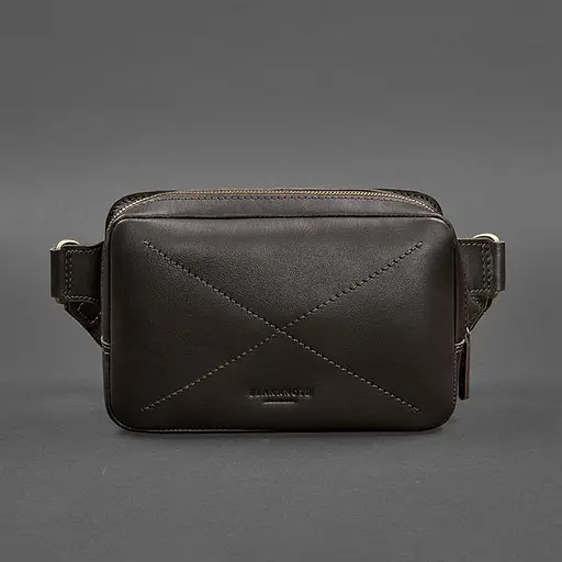 Шкіряна поясна сумка Dropbag Mini темно-коричнева - фото 10