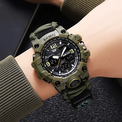 Наручний годинник чоловічий 1155BNAG Army Green Skmei acs0030848 - фото 6