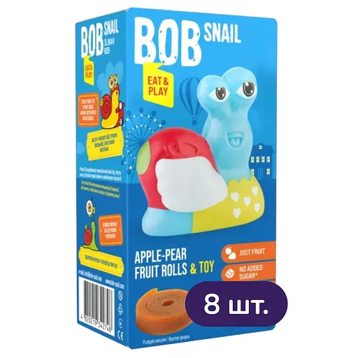 Натуральные конфеты Bob Snail Яблоко-Груша с коллекционной игрушкой Dragosnails 160 г (8 шт. по 20 г)