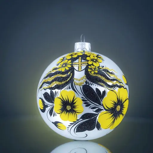 Набір ялинкових прикрас Різдвяні історії Петриківка Мотанка жовта скло (4820001180596) - фото 2