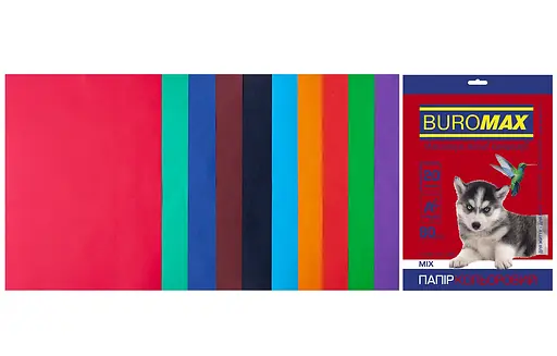 Набор цветной бумаги DARK+INTENSIVE, 10 цв., 20 л., А4, 80 г/м² BM.2721920-99 BUROMAX (4823078962362) - фото 1