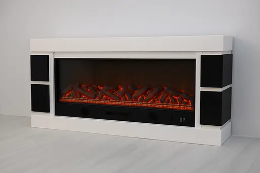 Електричний камін Logos Long 158 1500Вт Bluetooth звук потріскування дров White with black (10080146) - фото 3