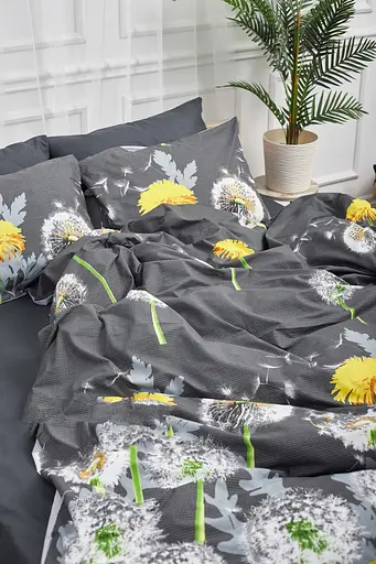 Комплект постільної білизни Moon&Star King Size 220x240 наволочки 2х40х60 Dandelion Black Бязь Gold Люкс - фото 4