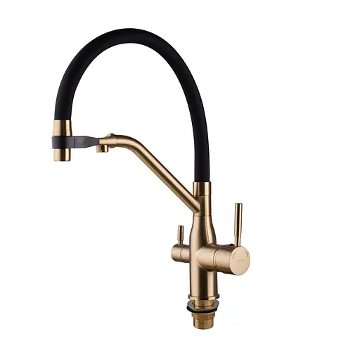 Змішувач для кухні Mixxus Premium Gravity 021 із гнучким виливом Brushed Gold MI6981 Золотий - фото 6